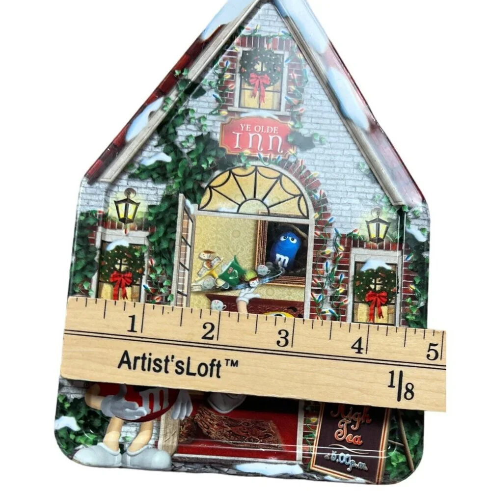 M&M Christmas Village Tin Canister 2002 Tea House Ye Olde Inn